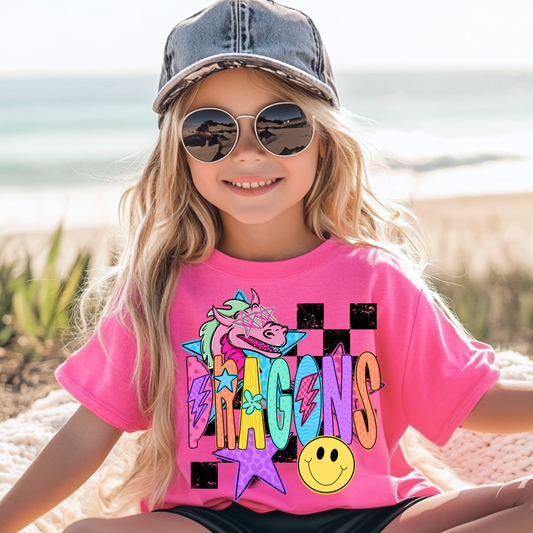 Neon Dragons with Checkered Back