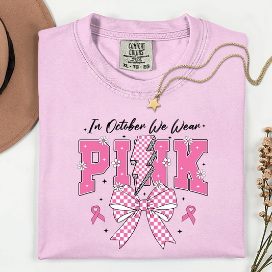 October We Wear Pink Checkered