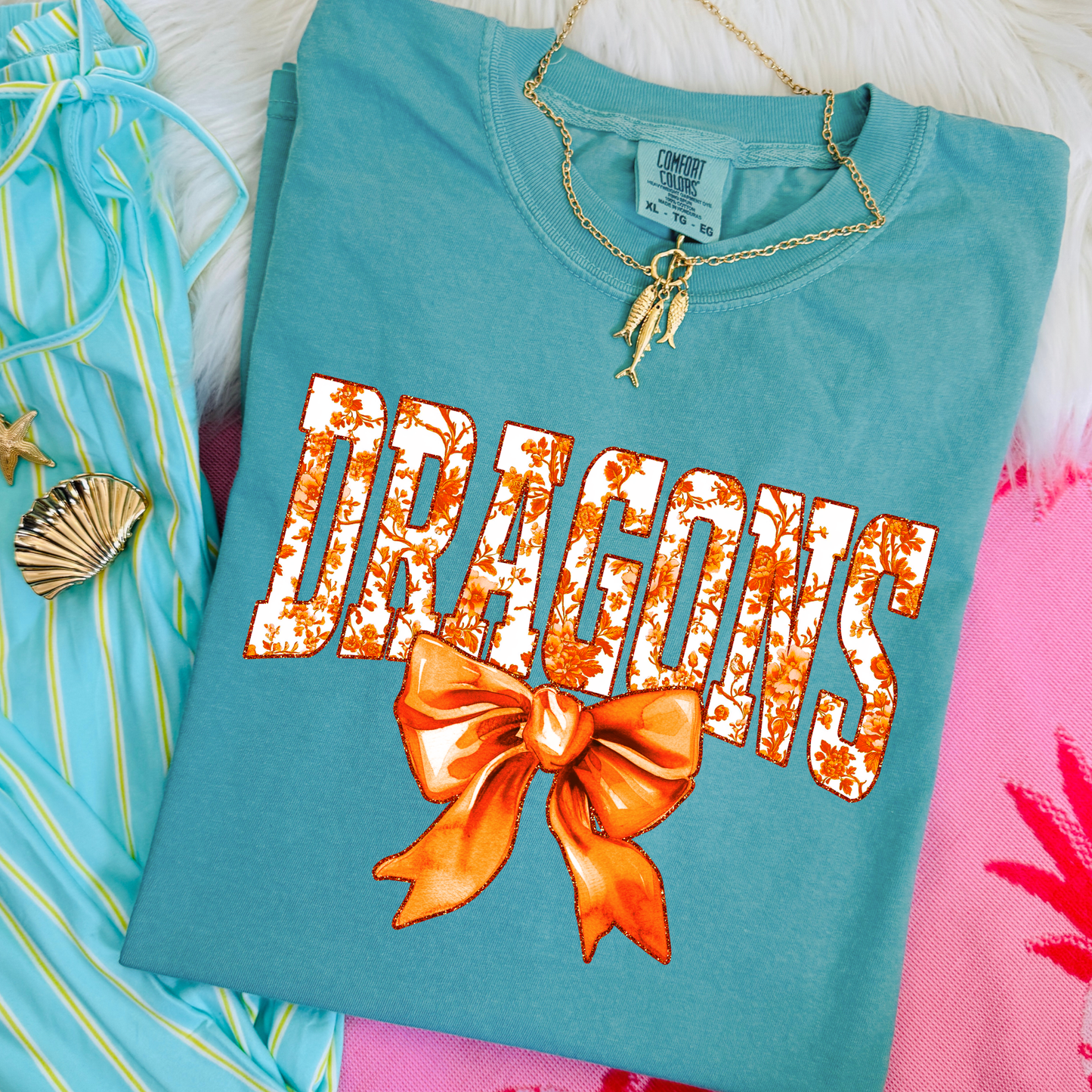 Orange Floral Dragons