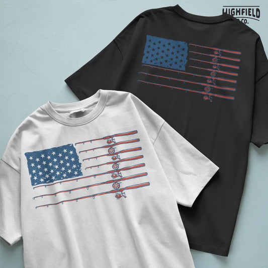 Patroitic Fishing Rod Flag
