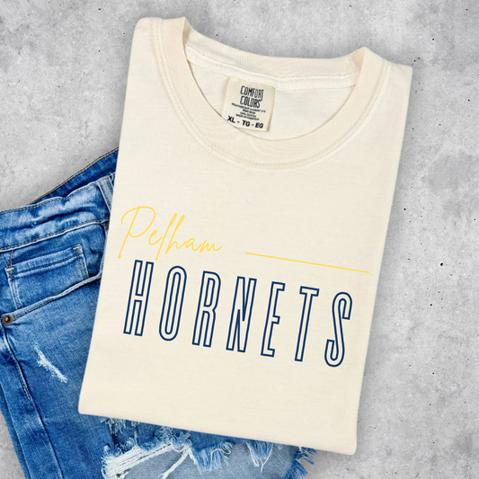 Pelham Hornets Yellow Cursive