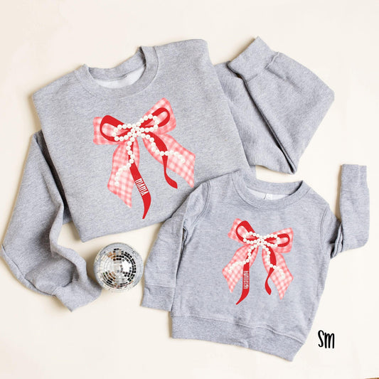 Pink/Red Plaid Bow