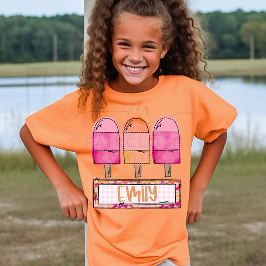 Pink Orange Popsicles with Name