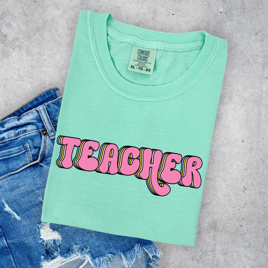 Pink Teacher with 3 layer overlay