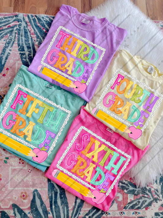 Preppy Neon Grade (Preschool to 6th)