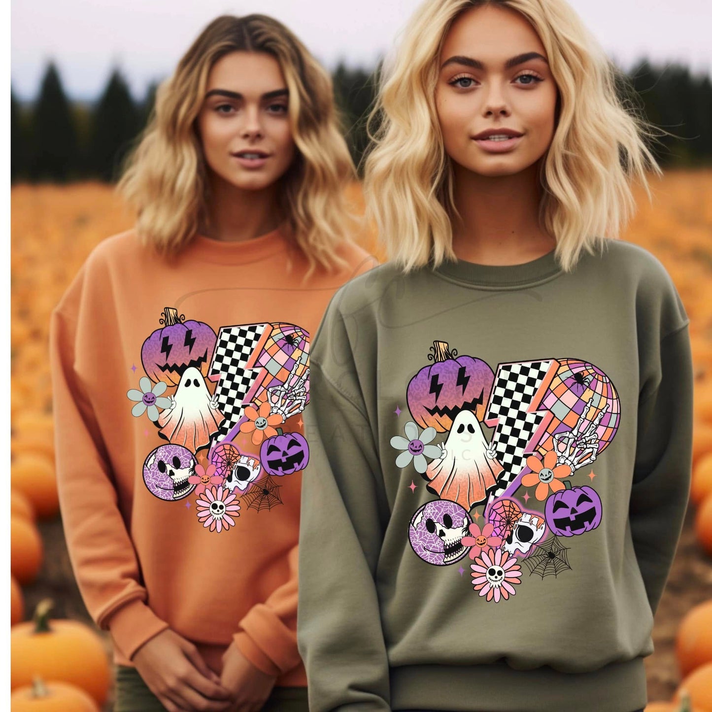 Purple Halloween Collage with Checkered Bolt