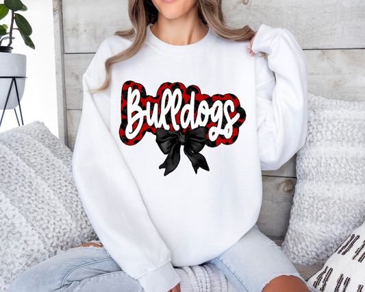 Red and Black Bulldogs with Bow