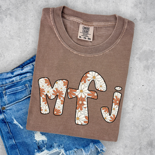 Rust White Floral Monogram