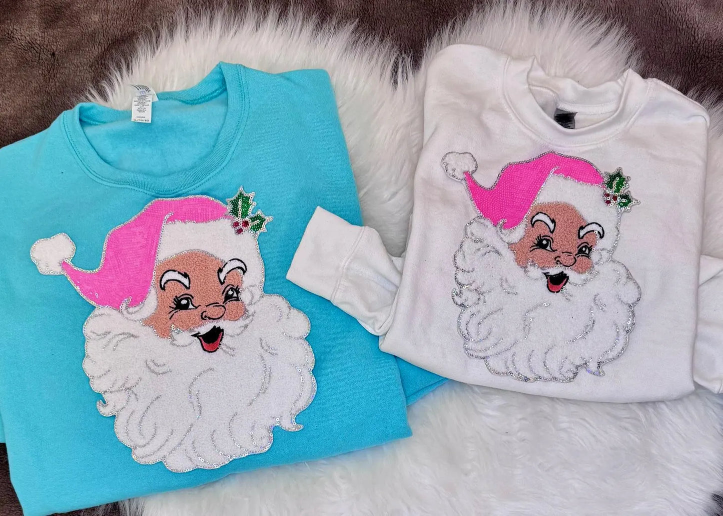 Pink Hat Santa Chenille Patch