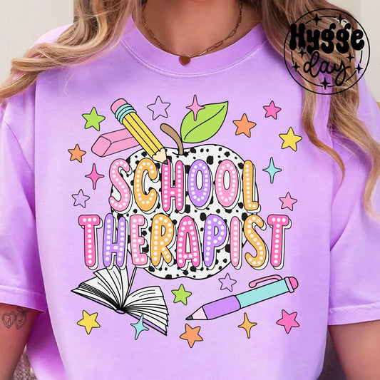 School Therapist Black White Apple