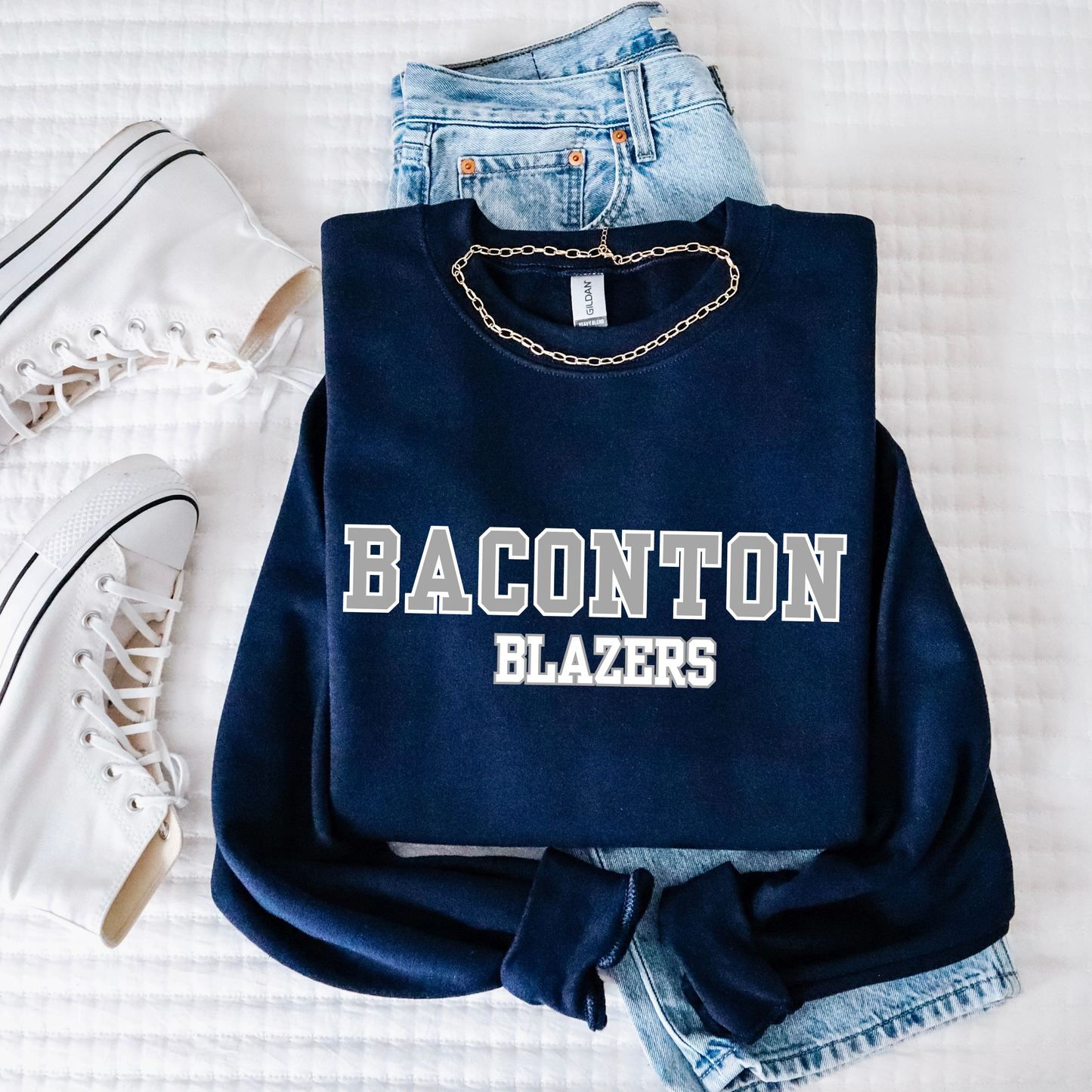 Straight Baconton Blazers- Grey and White