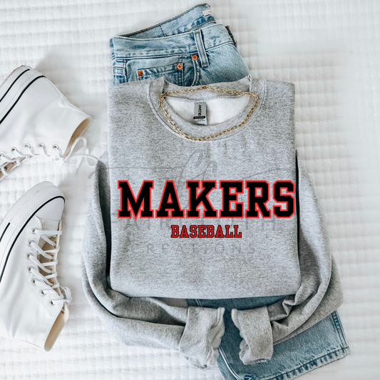 Straight- Makers Baeball- Black and Red