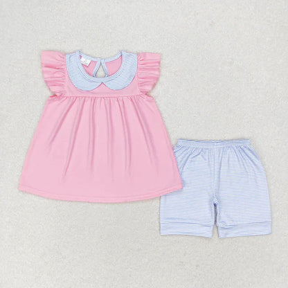 Flutter Sleeve Ruffle Tunic Shorts 2pc Set