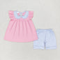 Flutter Sleeve Ruffle Tunic Shorts 2pc Set
