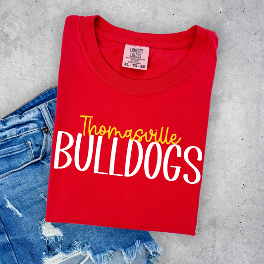 Thomasville Bulldogs- Preppy- Yellow and White