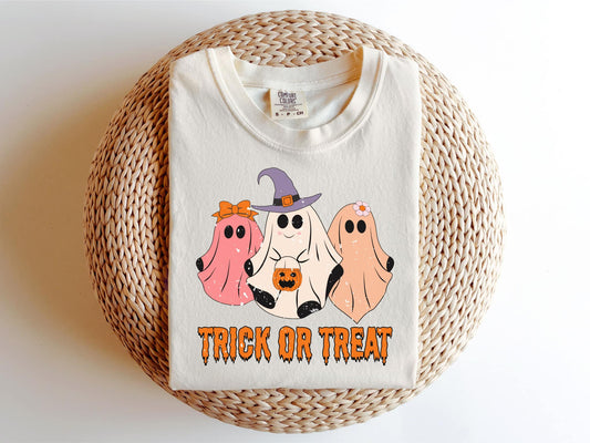 Trick or Treat 3 Ghosts with Flowers
