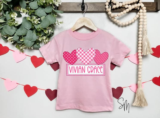 Trio Heart Checkered Stripe and Polka Dot