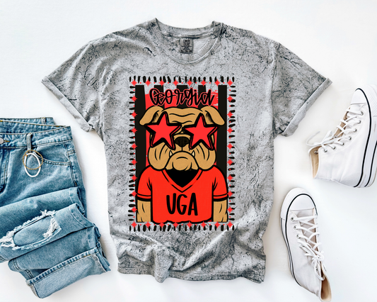 UGA Cartoon with Star Sunlgasses