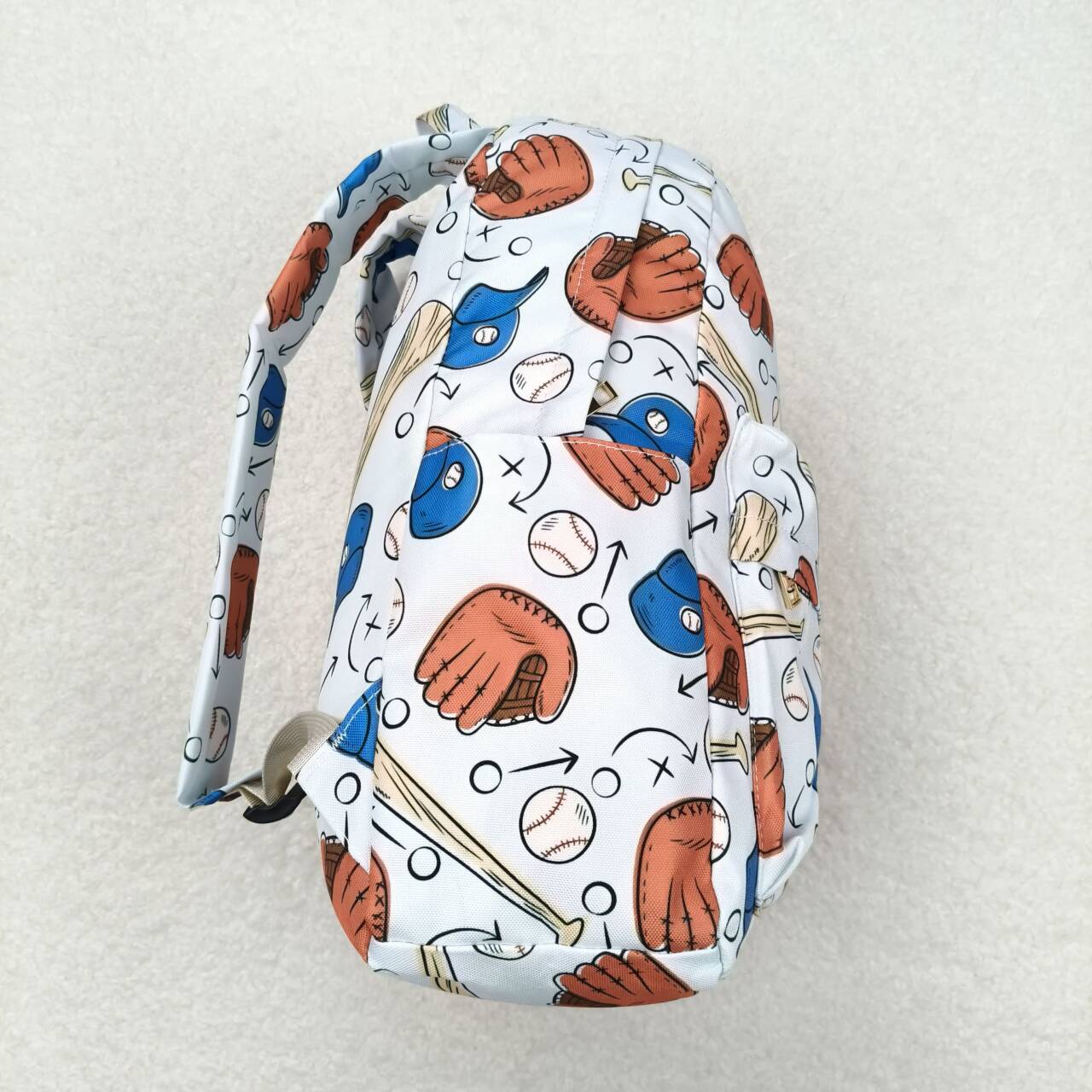 Baseball Gloves Hat Light Blue Backpack
