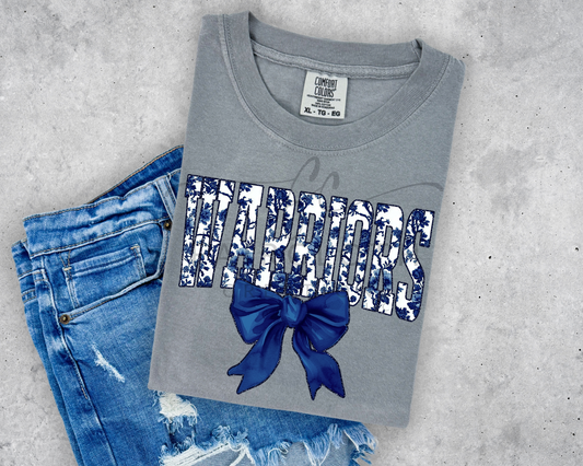 Warriors Navy Floral with Bow