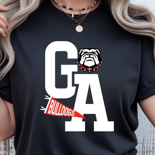 White Bold Georgia with Pennant Flag