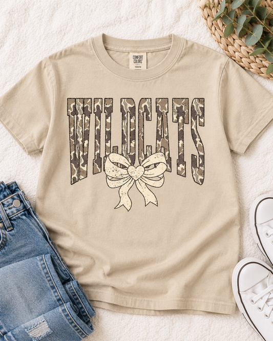 Wildcats Camo with Cream Bow