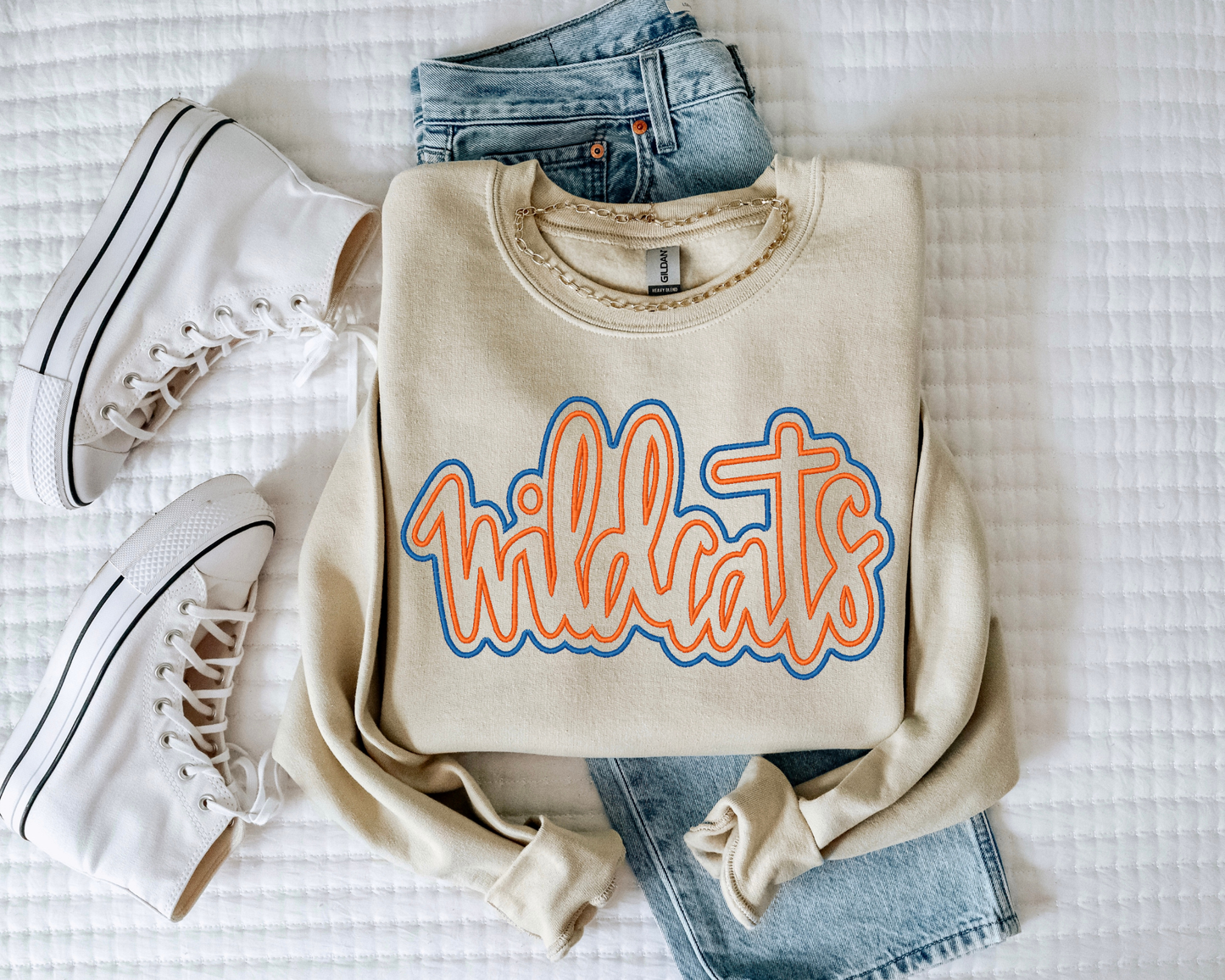 Wildcats Double Outline Embroidered
