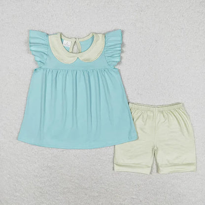 Flutter Sleeve Ruffle Tunic Shorts 2pc Set