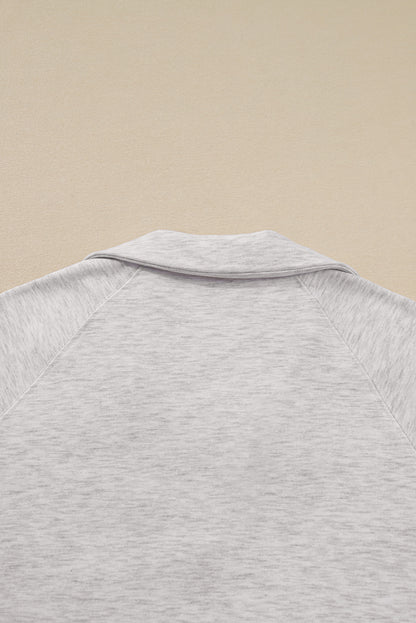 Light Grey Polo Collar V Neck Pullover and Drawstring Sweatpants Set