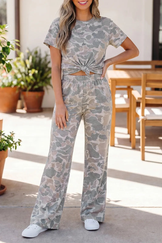 Camouflage Short Sleeve and Pant Set
