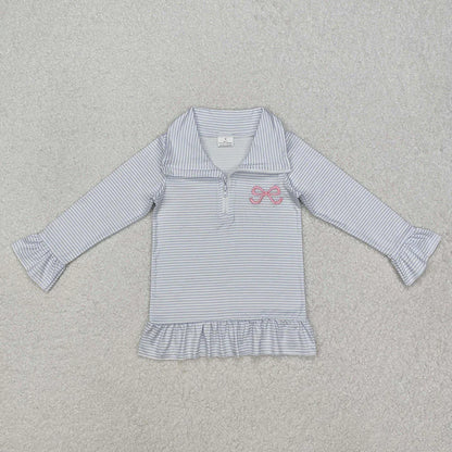 Embroidered Bows and Ballet Zip Up Long Sleeve