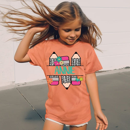 Black And Hot Pink School Pencils with Name