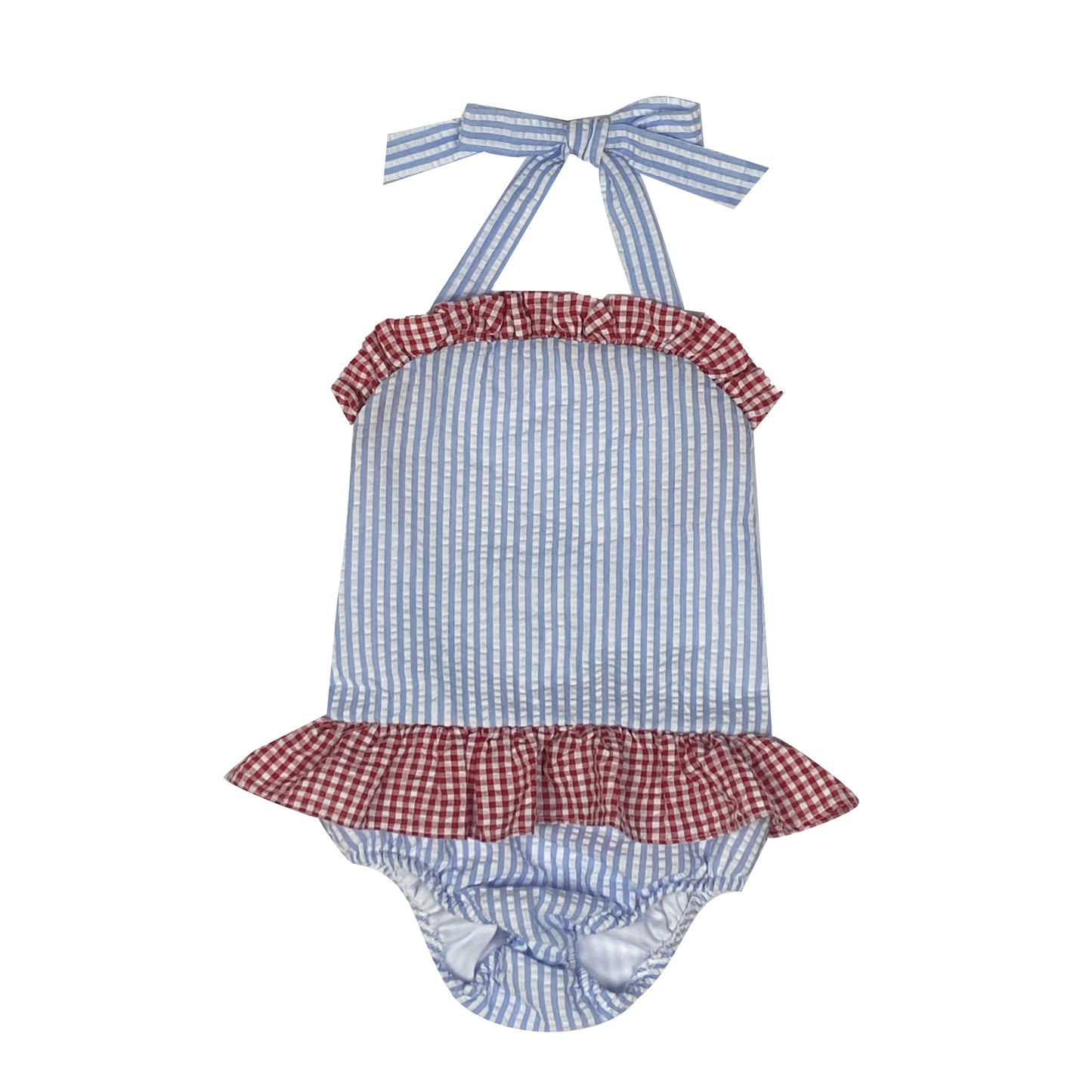 Seersucker Embroidered Bathing Suits and Coverups