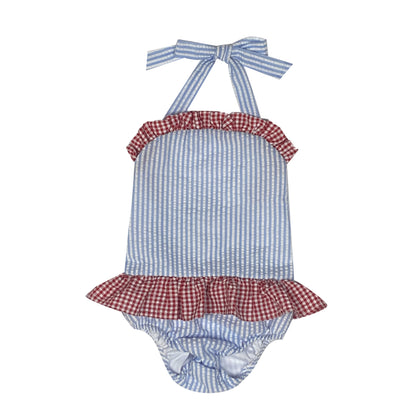 Seersucker Embroidered Bathing Suits and Coverups