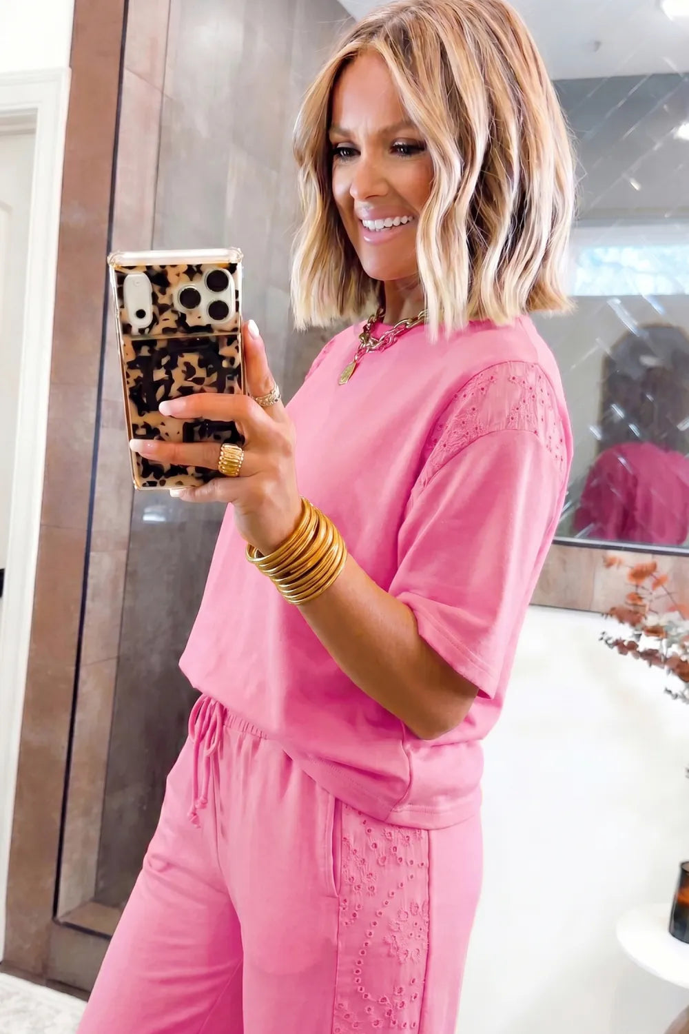Sachet Pink Patchwork 2pc Pant Set