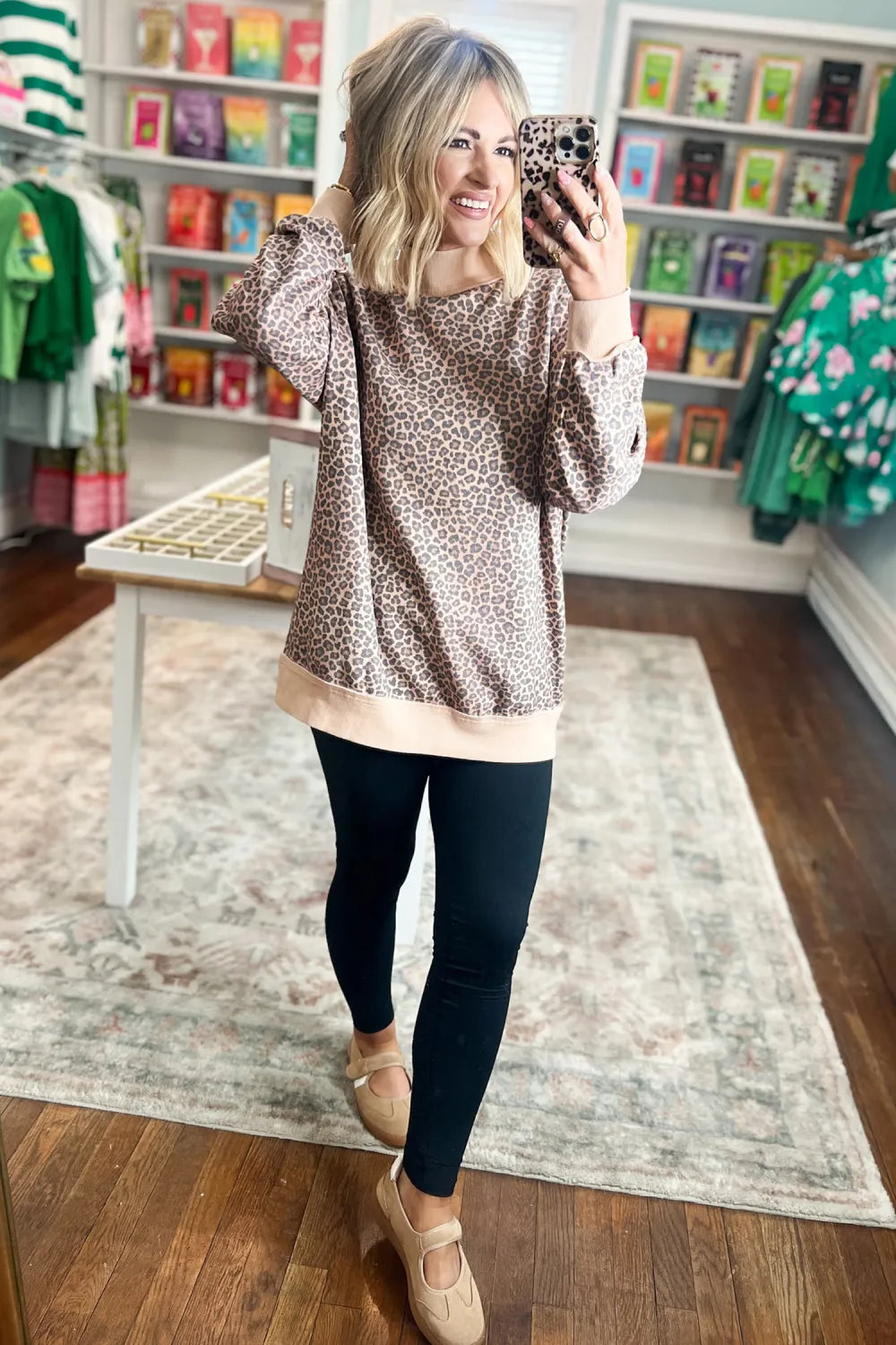 Multicolour Leopard Print High Neck Sweatshirt