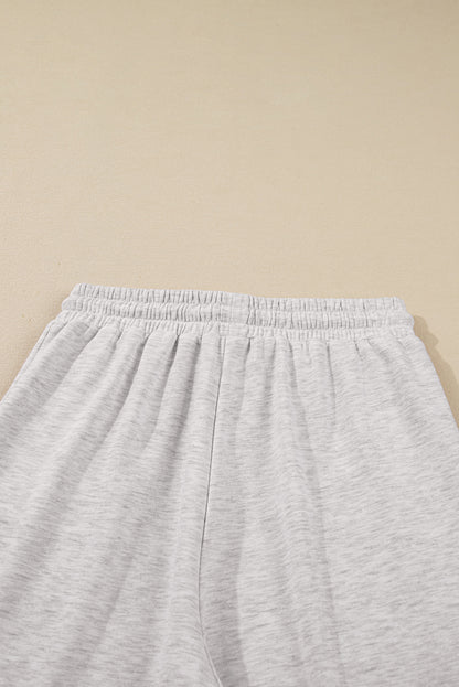 Light Grey Polo Collar V Neck Pullover and Drawstring Sweatpants Set