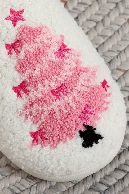 Pink Christmas Tree Slippers