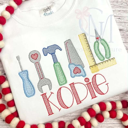 EmbroideredLittle Builder Tools Name Sketch