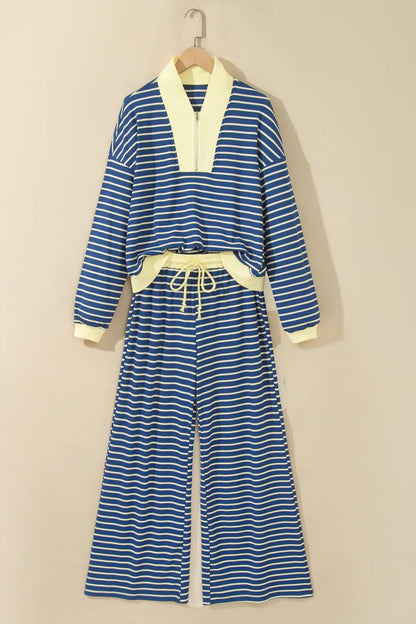 Blue Stripe Color Block 2pcs Set
