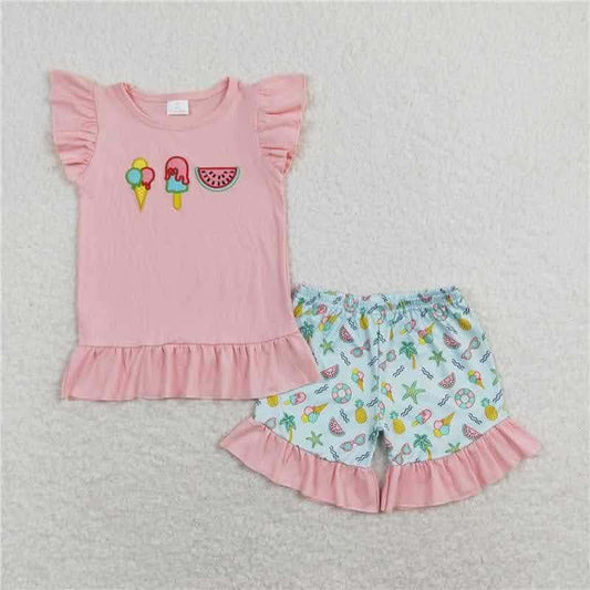 Ice Cream Popsicle Watermelon Short Set