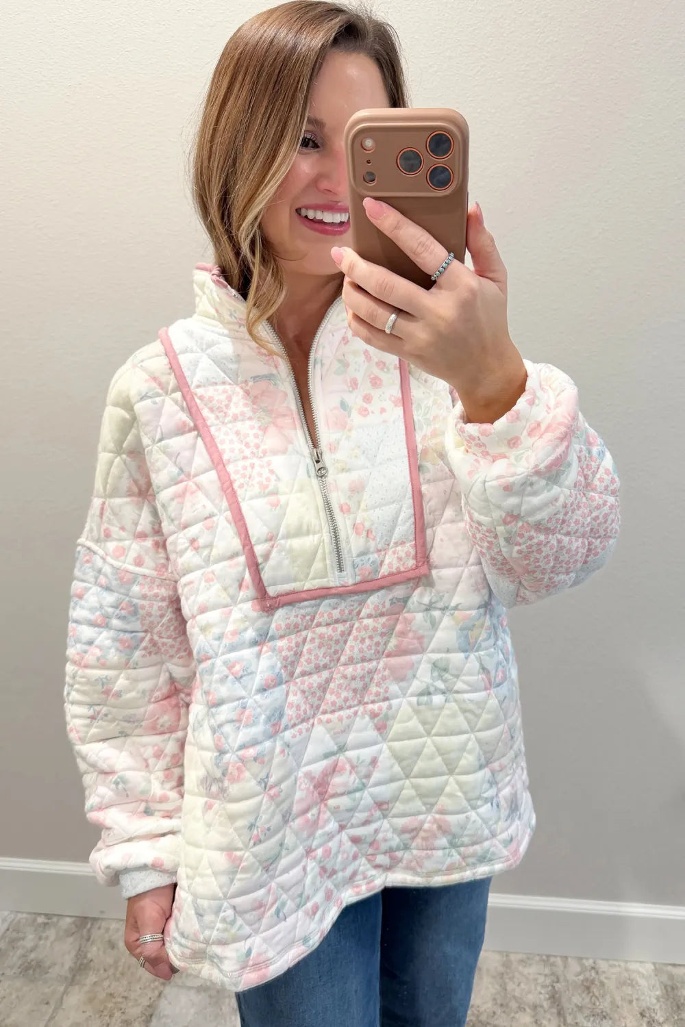 Multicolor Floral Quilted Sweatshirt