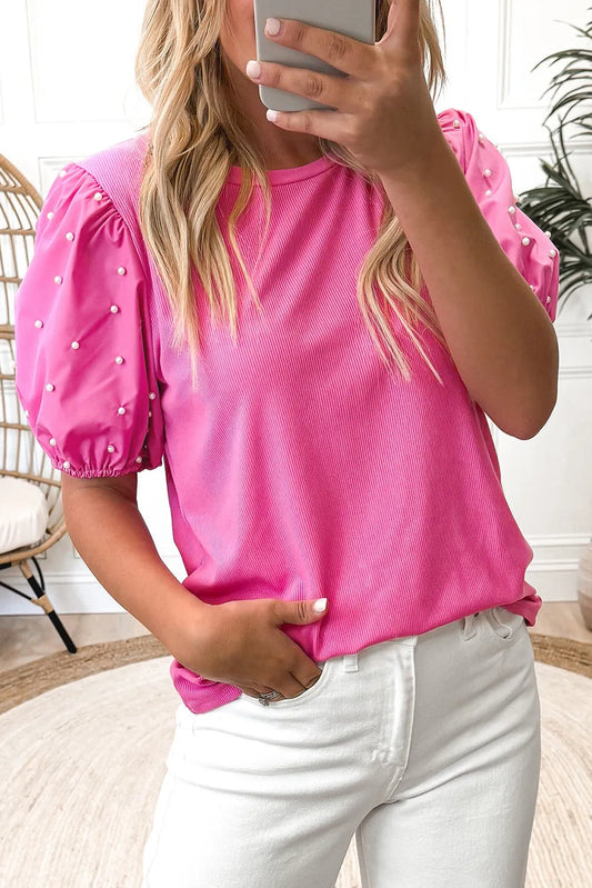 Beaded Puff Sleeve Top