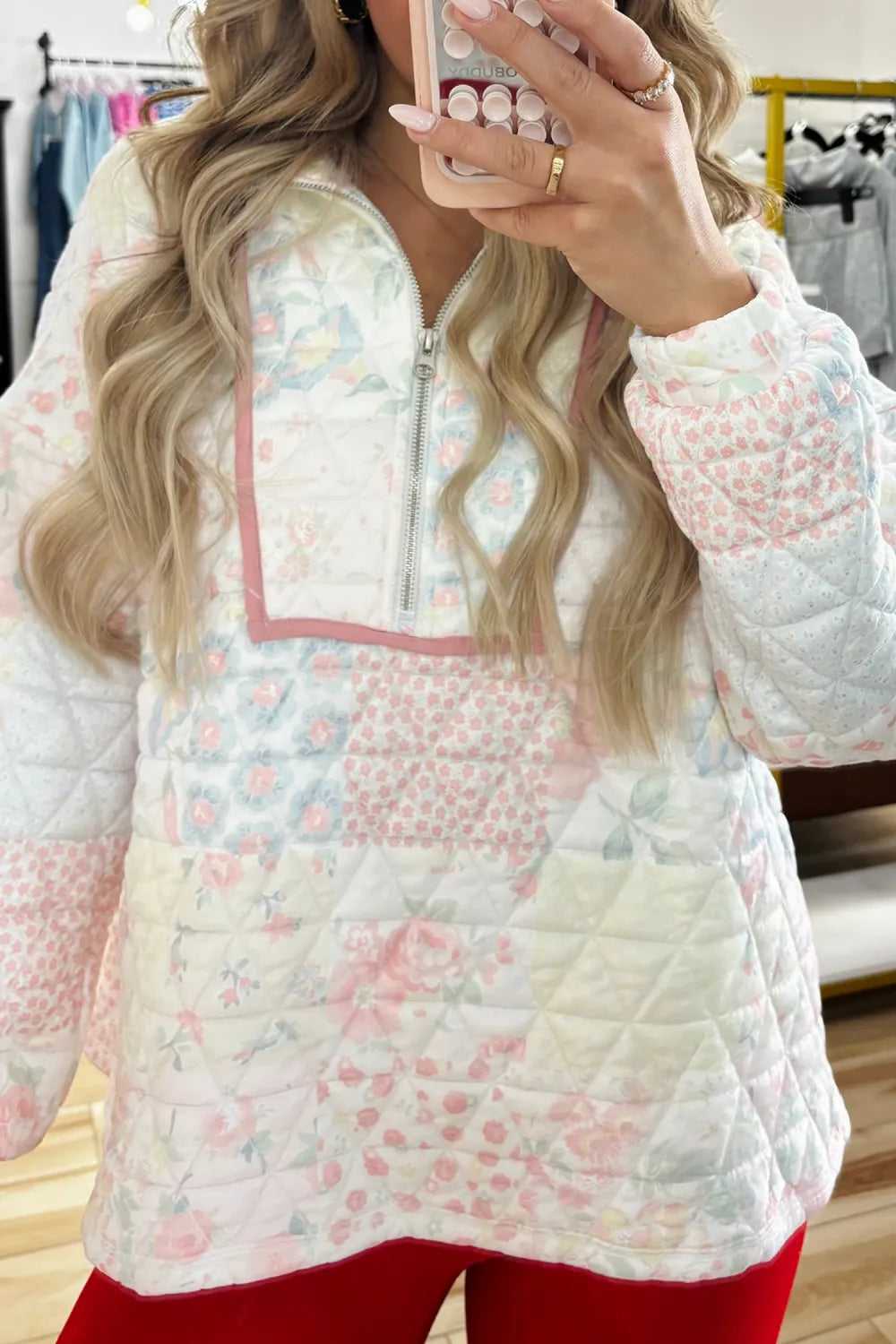 Multicolor Floral Quilted Sweatshirt