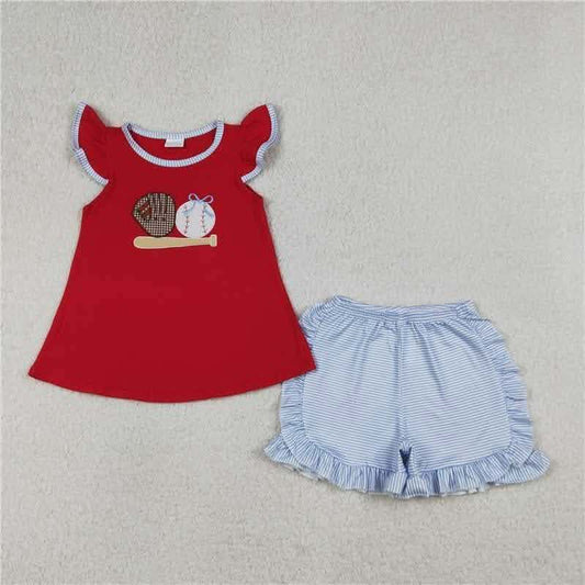 Baseball Red and Blue Short Set