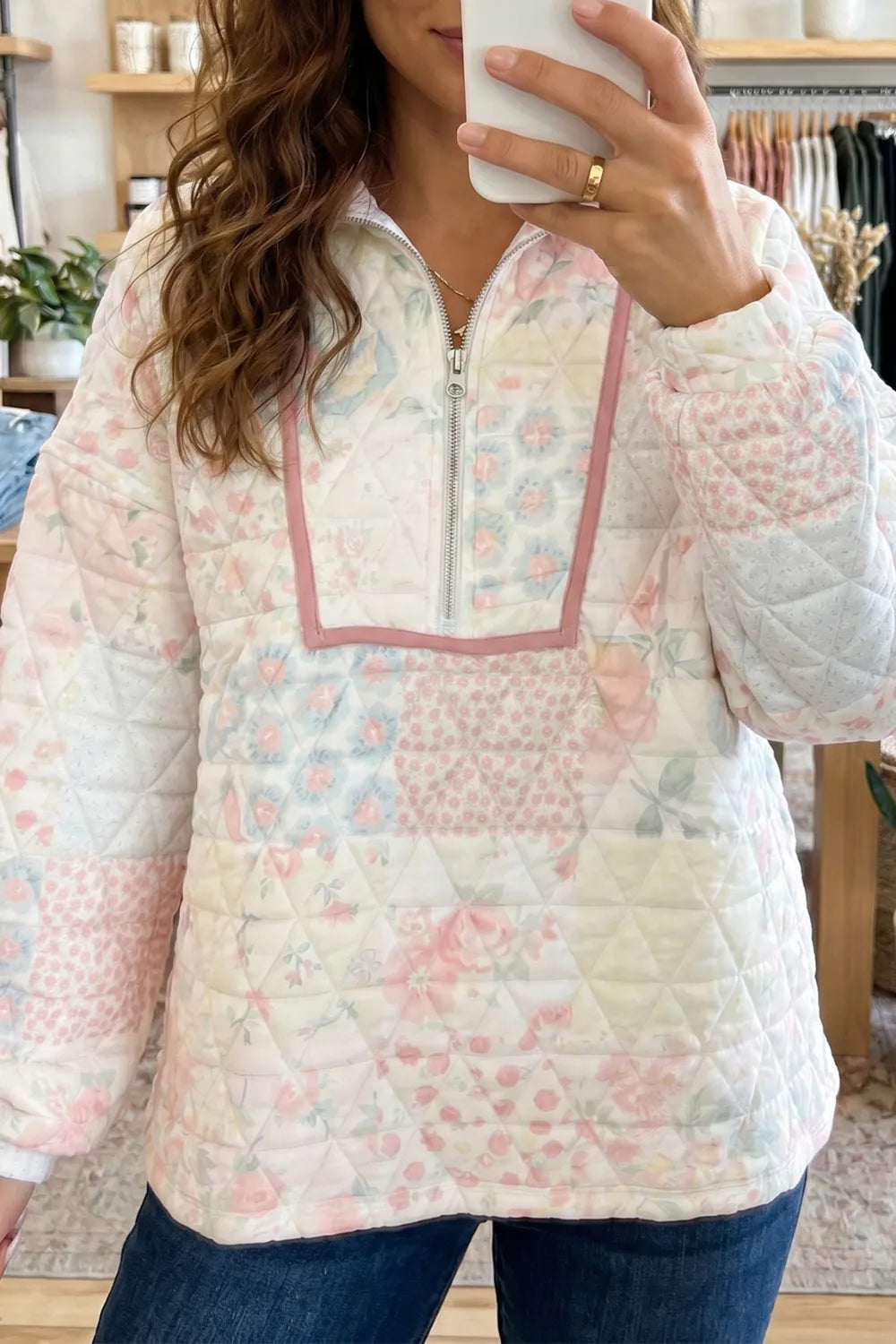 Multicolor Floral Quilted Sweatshirt