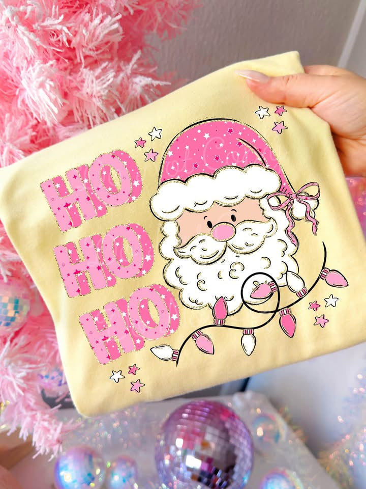 Pink Ho Ho Ho Santa Graphic Tee