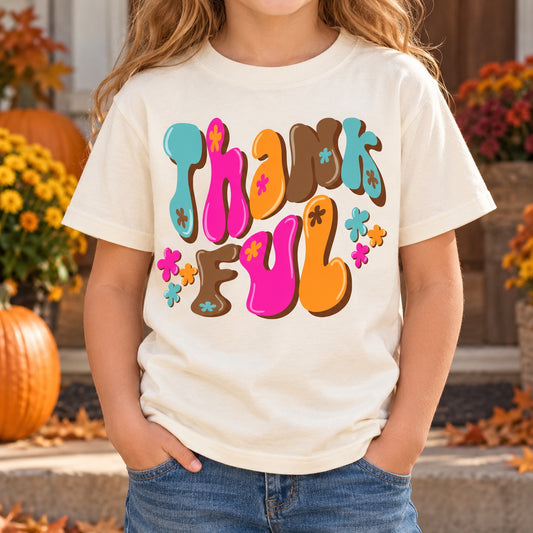 Retro Colorful Thankful Graphic Tee