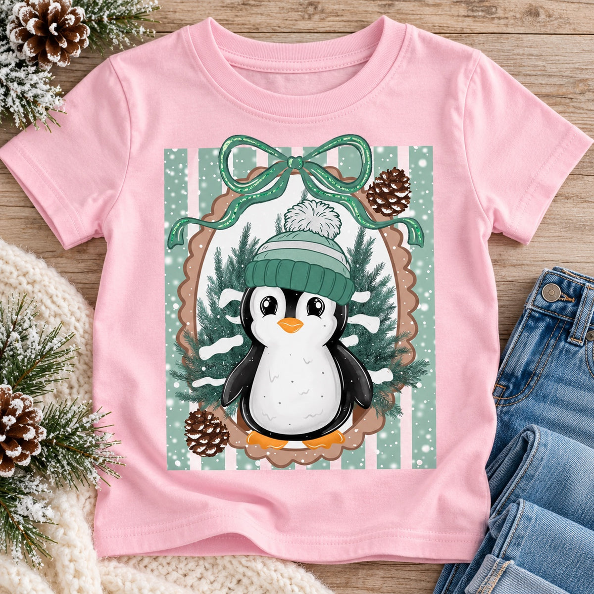 Winter Penguin Christmas Graphic Tee