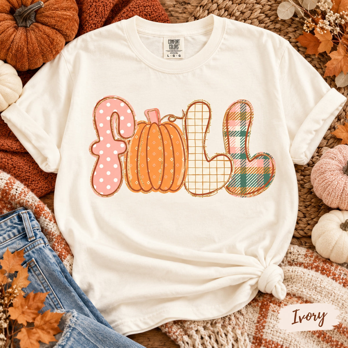 Patchwork Fall Pumpkin Graphic Tee